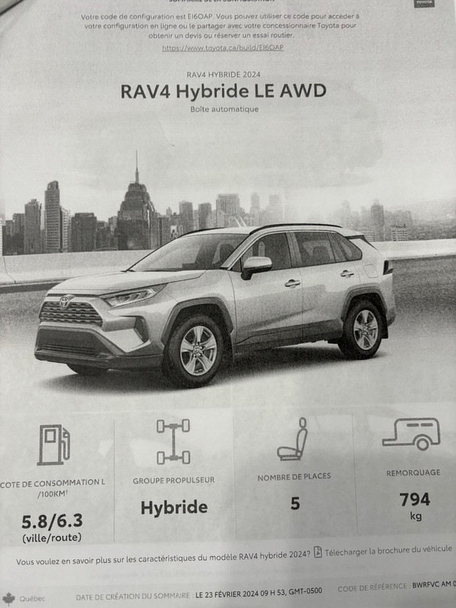 Toyota Rav 4 Hybride le AWD dans Autos et camions  à Laval/Rive Nord