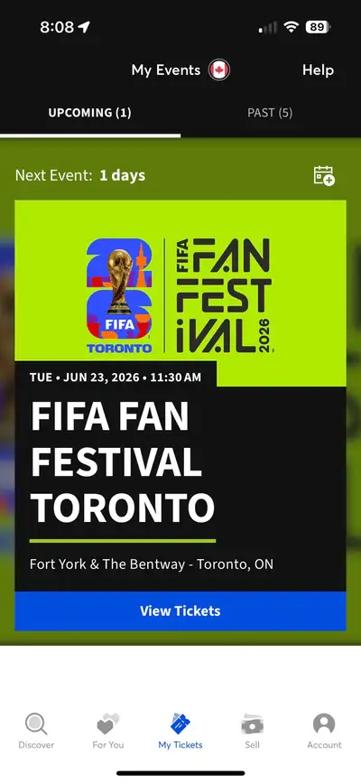 4 FIFA Fanfest Tickets for tonight!  Free, View more