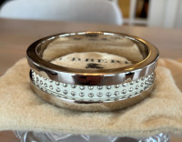 Burberry Prorsum Heavy Cuff Silver Studded White Leather Bangle