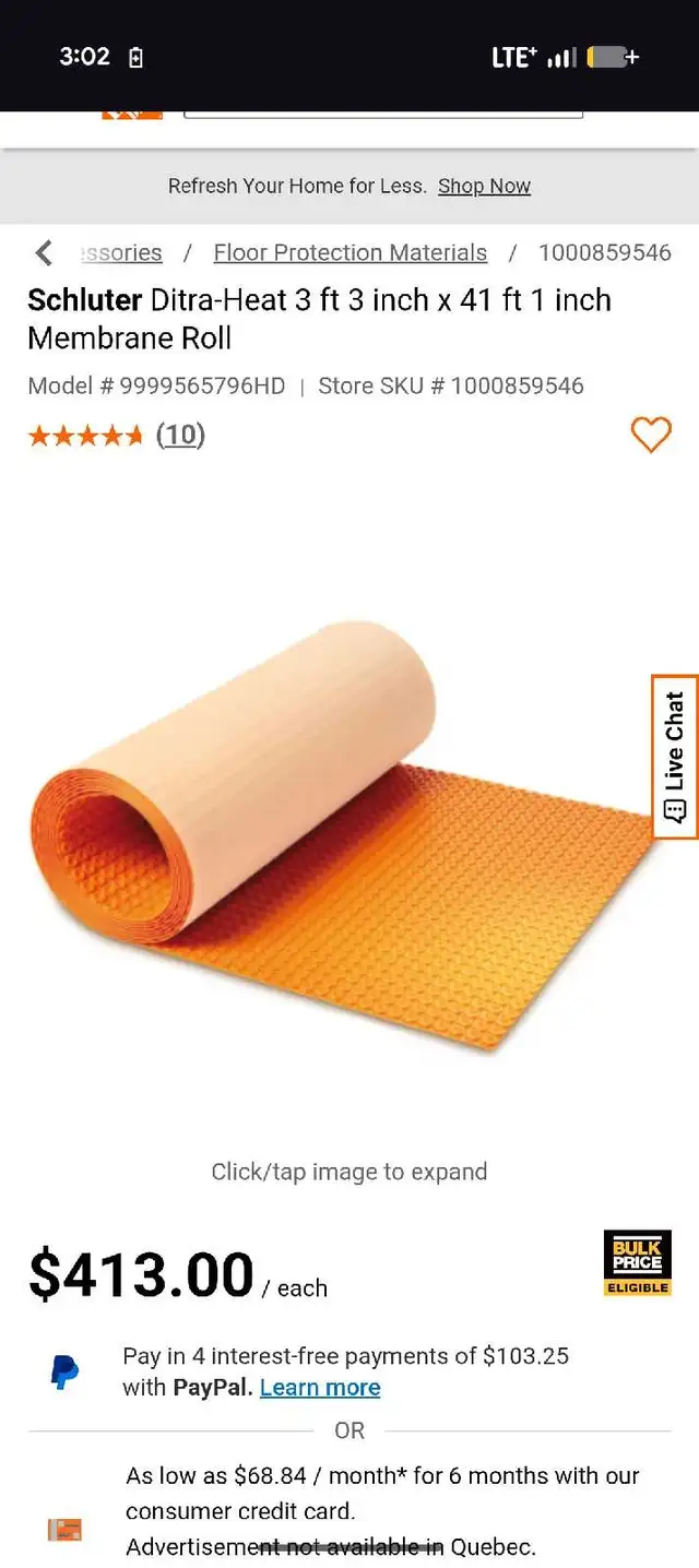 Schluter Ditra-Heat Membrane 134.5 SQ FT Rolls