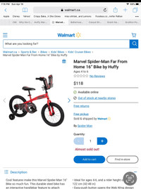 Vélo enfant/Kid bike 16”-Spider Man