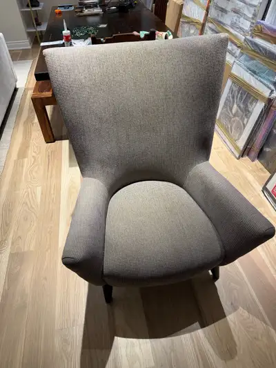 Modern High-Back Accent Chair | Neutral Taupe Fabric , View more