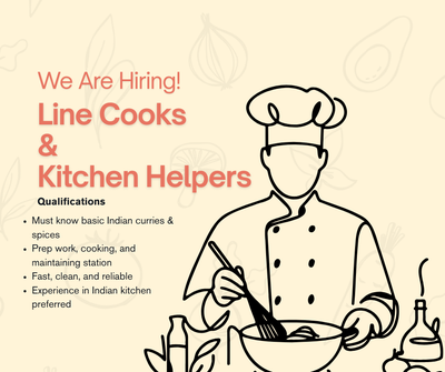 HIRING INDIAN CURRY LINE COOK & KITCHEN HELPER, View more