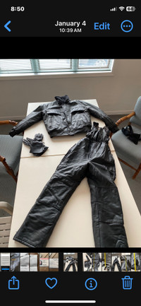 Vintage leather snowmobile suit