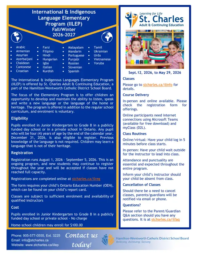 Free Language Classes for Elementary Students @ St. Charles