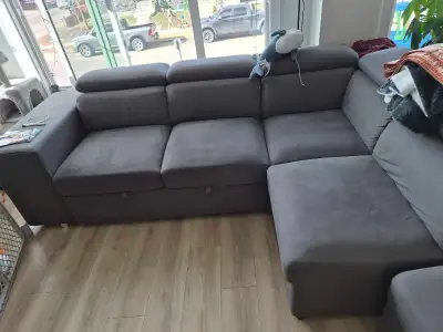 Sectional sofa bed from Jysk. Cat- and dog-friendly home, but sofa has always been off limits for th...