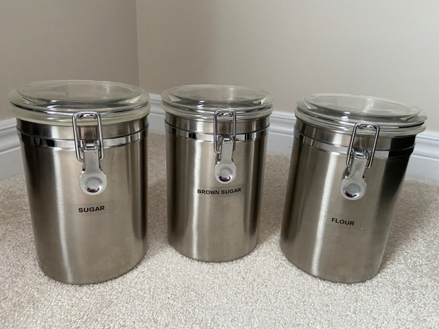 Stainless-steel kitchen storage containers 3units $20 in Storage & Organization in Oakville / Halton Region
