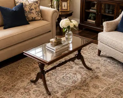 Vintage Glass Top Coffee Table, View more