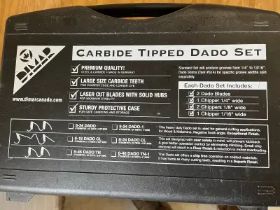 Dimar 8” Dado Head Saw Blade Set with 24 teeth. Stackable for dado widths ranging from 1/4” to 13/16...