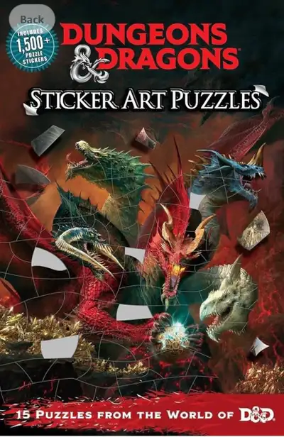 Selling dungeons and dragons sticker puzzle books brand new for available they’re $21.99+ tax but I’...