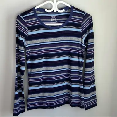 Denver Hayes Striped Stretchy Long Sleeve Scoopneck Top Size M, View more