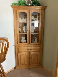 Oak corner cabinet 