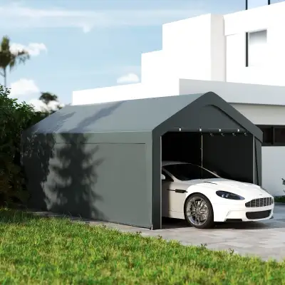 Carport, 10 x 20 ft Portable Garage with 2 Roll-Up Doors and Rem, View more