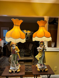 Vintage Capodimonte lamp set