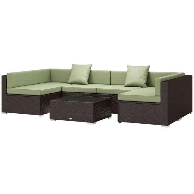 7 Pieces Outdoor Rattan Furniture Set, Patio Wicker Sectional Co in Patio & Garden Furniture in Markham / York Region - Image 9