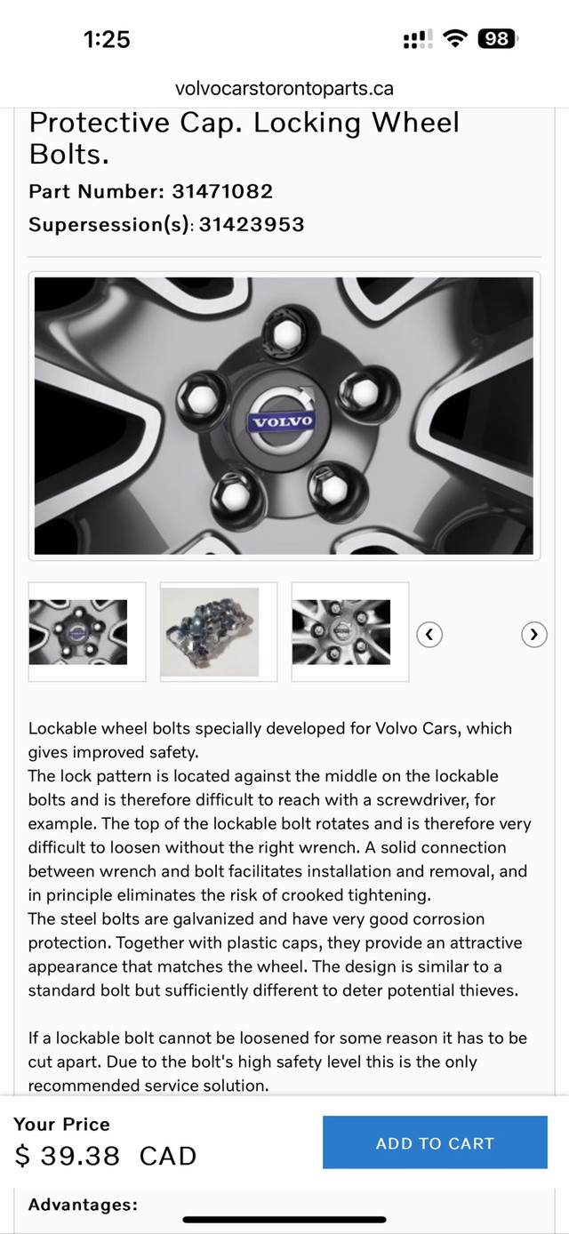 Volvo bolt caps for XC90/S90 in Tires & Rims in Oakville / Halton Region - Image 3