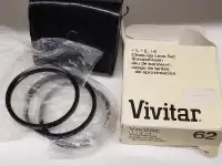 Vivitar Close Up Lens Set +1, +2, +4 for 62mm Lens