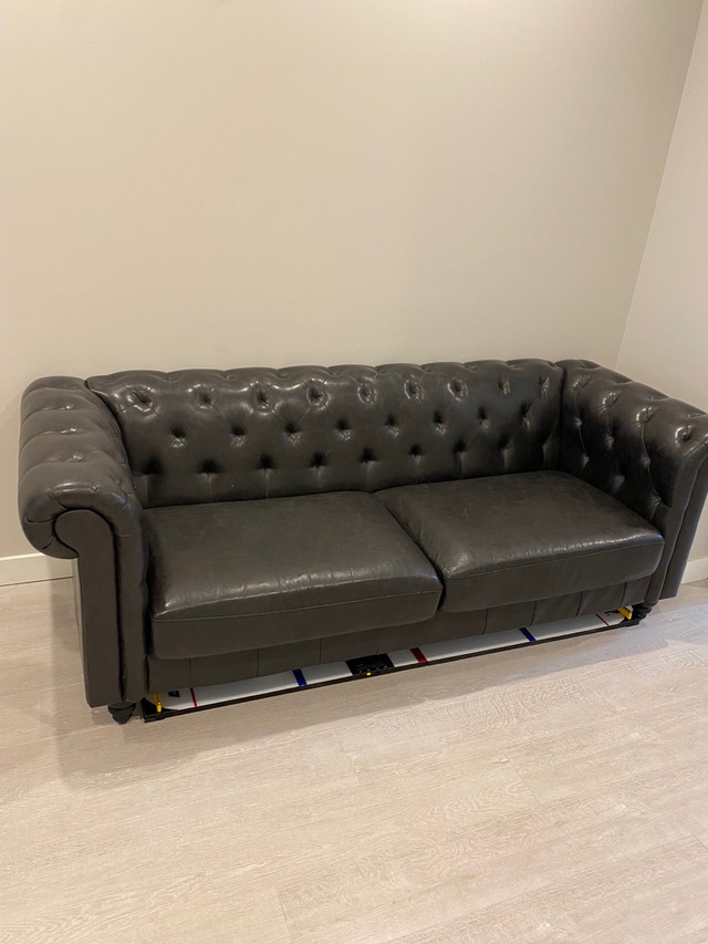 Black Faux Leather Couch - Urban Barn in Couches & Futons in Calgary - Image 2