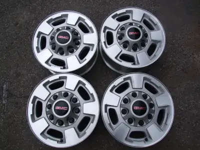 4-17" 8 x180MM GM FACTORY HD TRUCK ALLOYS WITH GMC OR CHEVY CENTER CAPS If listed they're available....