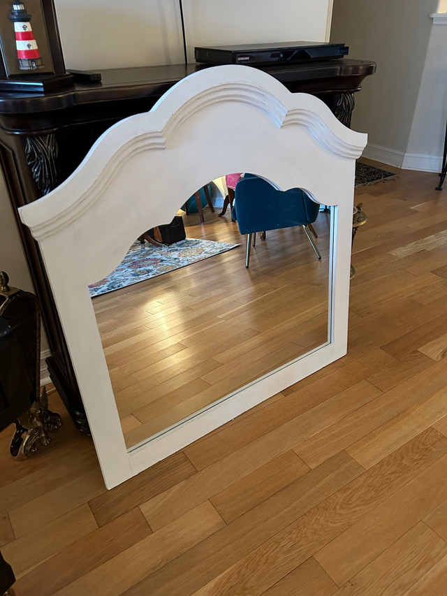 Mirror- distressed white wood in Dressers & Wardrobes in Bedford