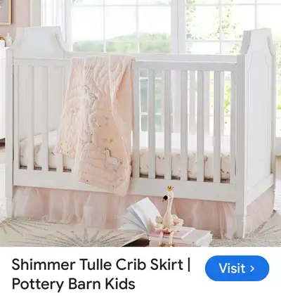 Add a touch of elegance to your nursery with this Pottery Barn Kids shimmer tulle crib skirt! This c...