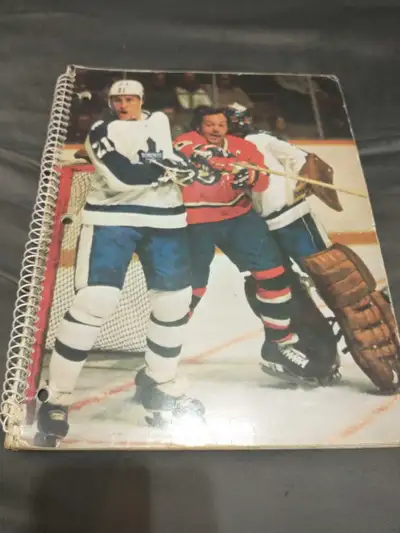 Late 1970s 8 1/2 x 11 spiral notebook Courneyer vs Salming, View more