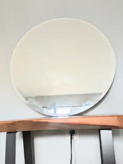 IKEA circle mirror, Glass dish with lid, and 6 square mirrors, View more