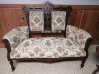 antique settee and 4 matching chairs