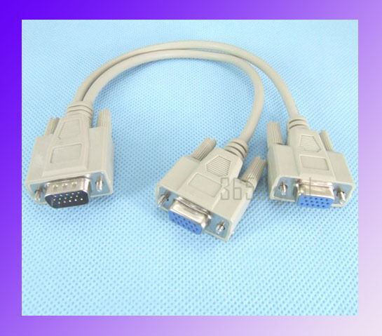 New VGA HD15 Y Splitter Cable Adapter - 1 PC to 2 Monitors in Cables & Connectors in Winnipeg