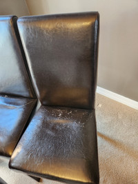 Wood dining chairs (6) - leather needs to be recovered