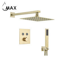 Thermostatic Square Shower System Two Functions With Valve Gold