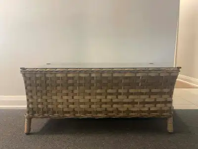 Brand New Outdoor Wicker Coffee Table with Glass Top, View more