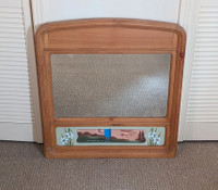 Antique Mirror With Reverse Painted Glass Feature
