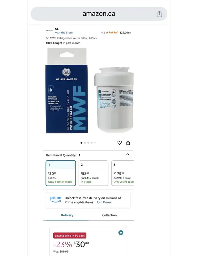 New GE MWF Refrigerator Water Filter in Refrigerators in Kitchener / Waterloo - Image 5