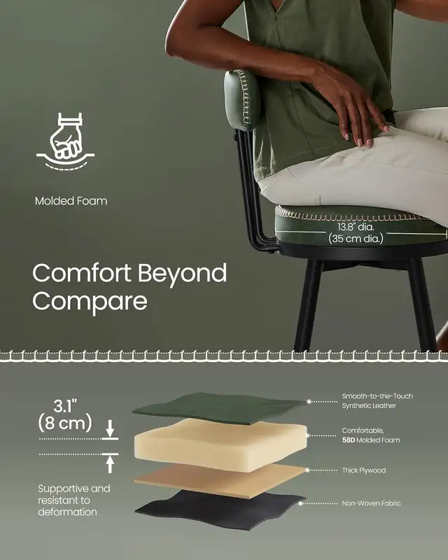 Swivel Counter Bar Stools with Backs, Synthetic Leather with Sti in Chairs & Recliners in Markham / York Region - Image 5