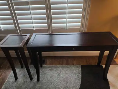 Dark Wood Console Table and Side Table Set, View more