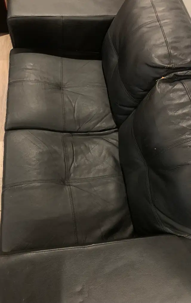 Black Leather Sofa/Love Seat in Couches & Futons in Kingston - Image 6
