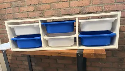 Trofast wall mount with bins, View more