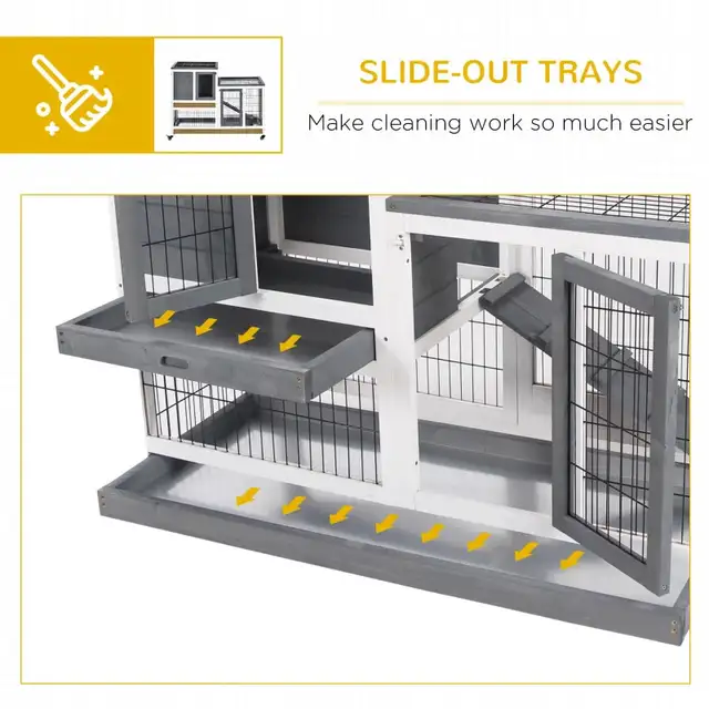 43.25" 2-tier Wooden Rabbit Hutch, Indoor Bunny Cage, 2 trays  in Accessories in Markham / York Region - Image 6