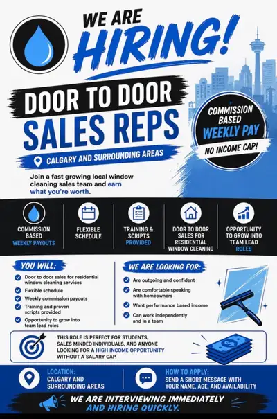     Immediate Start Calgary Sales Team Earn $1,000+ Weekly, View more