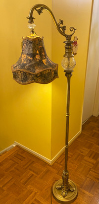 Dale Tiffany Downbridge Floor Lamp, Antique Brass Fabric Shade