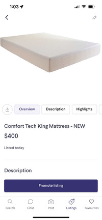Brand New Comfort Tech Matress