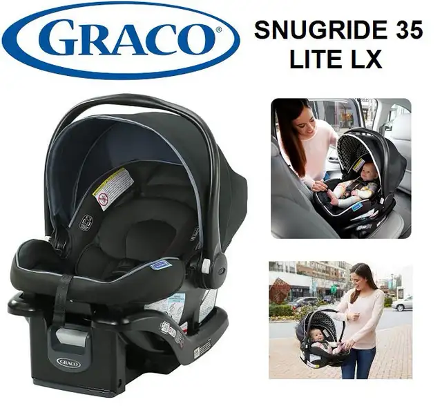 GRACO SNUGRIDE 35 LITE LX INFANT CAR SEAT - GOTHAM FASHION BLACK in Strollers, Carriers & Car Seats in Barrie - Image 2