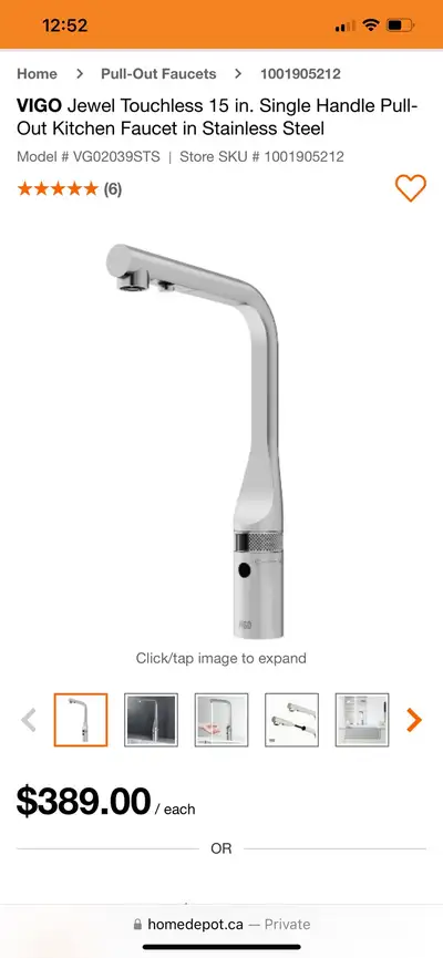 VIGO Jewel Touchless 15 in. Single Handle Pull-Out Kitchen Fauce, View more