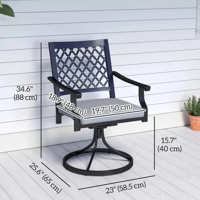 Outdoor Patio Chair, Metal Swivel Rocker Chairs with Cushion and in Patio & Garden Furniture in Markham / York Region - Image 3