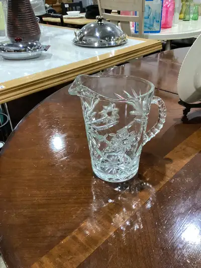 Floral etched Glass Pitcher, View more