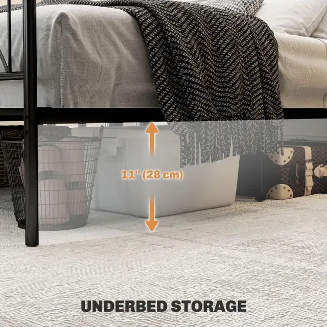 Steel slat Metal Full Platform Bed Frame with Headboard in Beds & Mattresses in Markham / York Region - Image 9