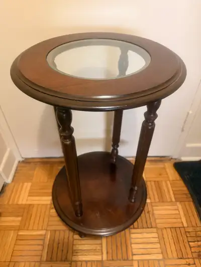 Round Wood Side Table w/ Glass Inlay ✨, View more
