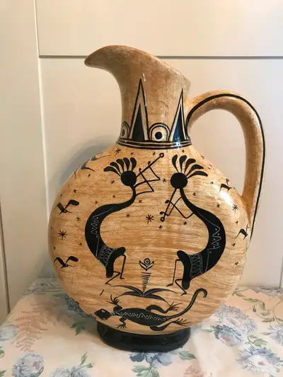 Unique modern African design handmade pottery flower vase, View more