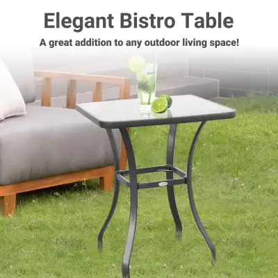 27" Patio Square Table with Tempered Glass  Dining Bar, View more